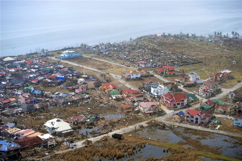 An aerial view of an area in the Philippines shows the sever damage in this photo taken in November 2013. Photo: Cihan News Agency Nov. 14, 2013