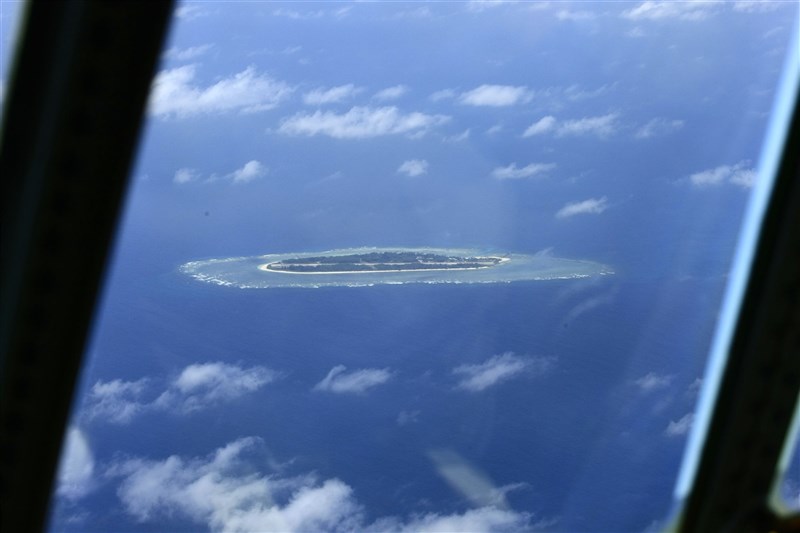 The Taiping Island is seen in this photo taken by the Air Force in March 2014. File photo courtesy of Military News Agency