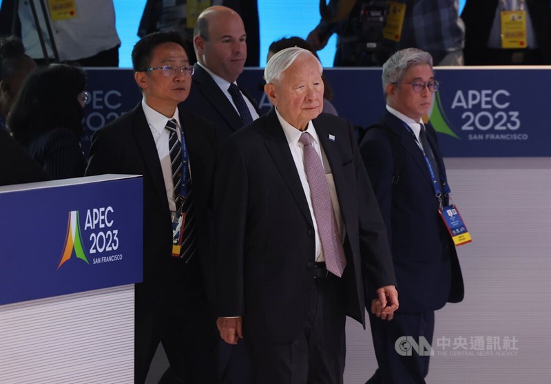 Taiwan Semiconductor Manufacturing Co. founder Morris Chang at the Asia Pacific Economic Cooperation summit in San Francisco on Friday. CNA photo Nov. 18, 2023