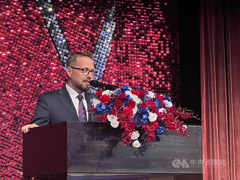 David Steinke, head of the Czech Economic and Cultural Office in Taipei, speaks at a press event celebrating the Central European country's National Day in Taipei on Oct. 23. CNA file photo