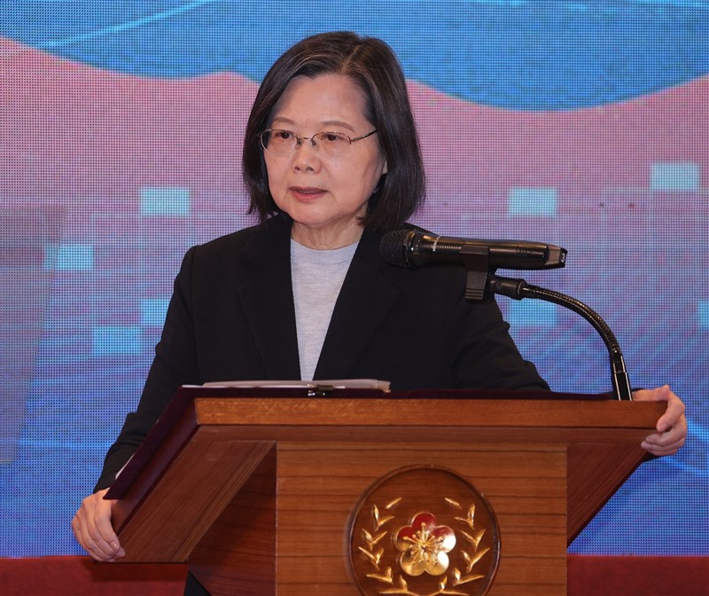 President Tsai Ing-wen delivers her New Year's Day address on Monday. CNA photo Jan. 1, 2024