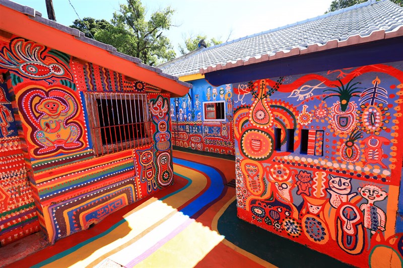 The art of Rainbow Village's late creator Huang Yung-Fu is painted all around the premise of the small village. Photo courtesy of Taichung City Government