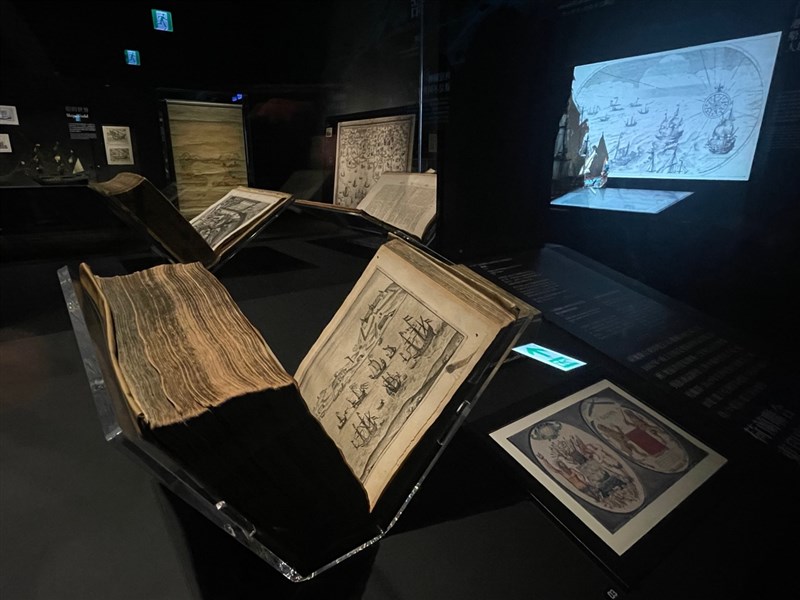 "Transcending 1624: Taiwan and the World" exhibition in Tainan features a book dating back to 1646 titled "Origins and Development of the Dutch East India Company (front)." Photo courtesy of the National Museum of Taiwan History Feb. 2, 2024