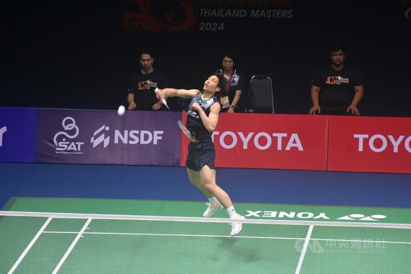 Taiwanese badminton ace Chou Tien-chen during his match in Thailand. CNA photo Feb. 3, 2024