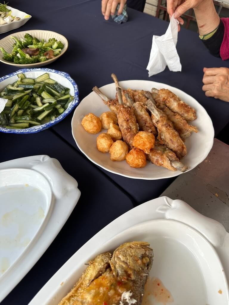 A table of dishes including cuttlefish balls. Photo courtesy of a local resident