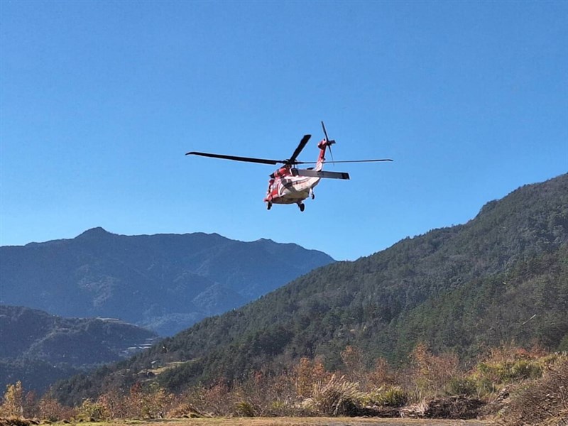 A National Airborne Service helicopter. Photo courtesy of Miaoli County Fire Bureau Feb. 13, 2024