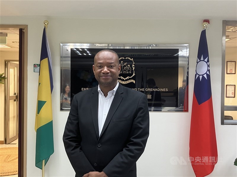 Saint Vincent and the Grenadines Attorney General Grenville Williams poses for a photo at the Embassy of Saint Vincent and the Grenadines in Taipei Wednesday. CNA photo March 27, 2024