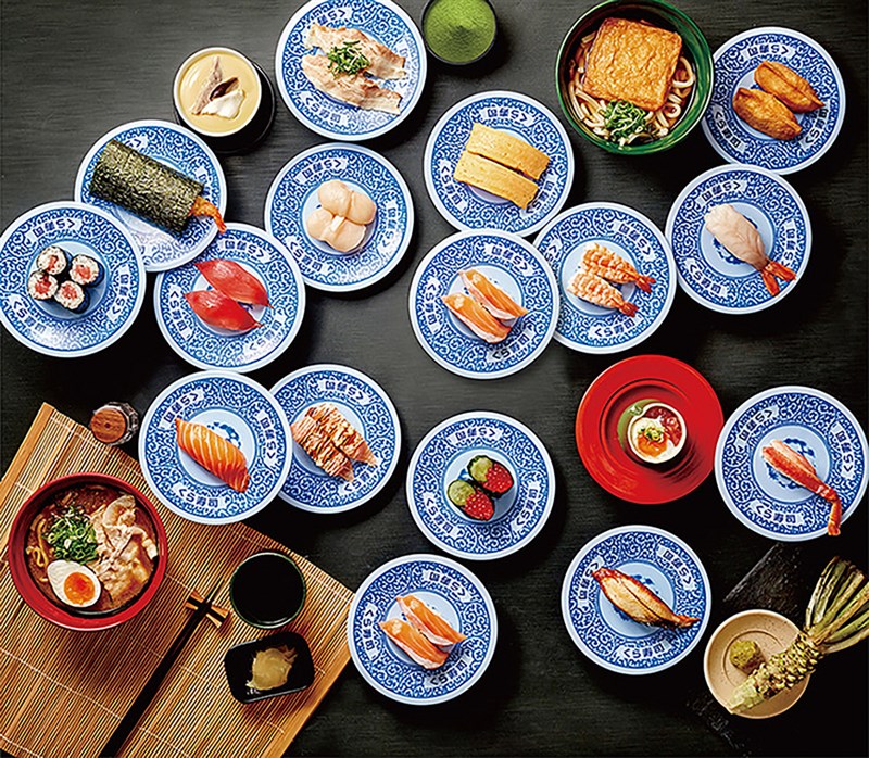 An assortment of Kura Sushi products are displayed in this undated photo. File photo courtesy of Kura Sushi