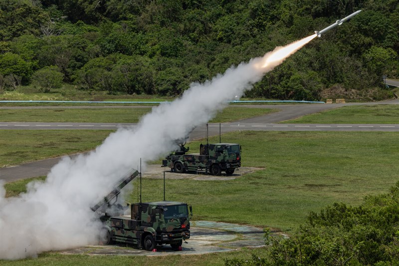 A missile is fired by a missile vehicle in this photo released Tuesday. Photo courtesy of Military News Agency