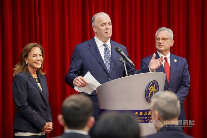 From left: Lisa McClain, secretary of the House Republican Conference, Dan Kildee, a Congressman from the Democratic Party and Mark Alford, a Congressman from the Republican Party. CNA photo April 23, 2024
