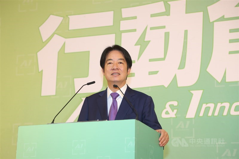 President-elect Lai Ching-te delivers a speech at a press conference in Taipei Thursday. CNA photo April 25, 2024