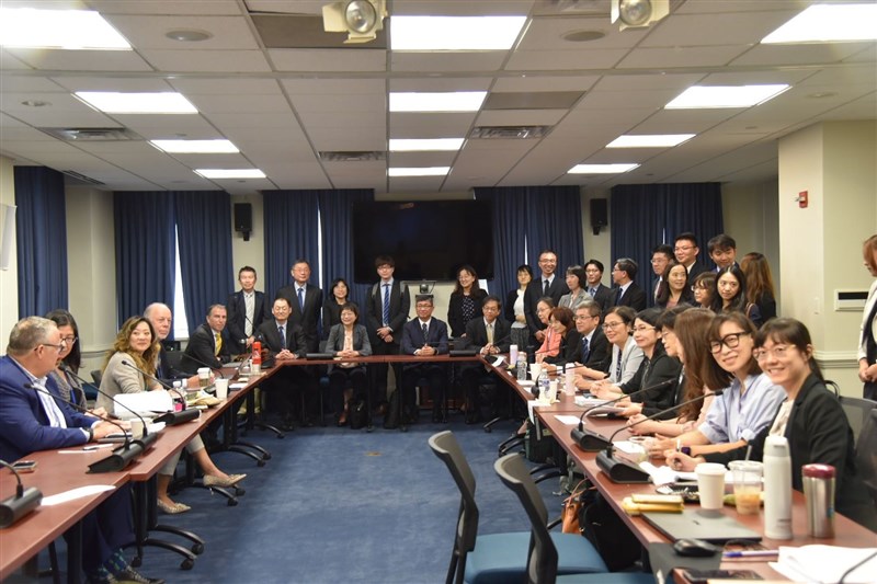 Taiwanese and U.S. officials taking part in a trade talk in Washington in August 2023 are pictured in a group photo. File photo courtesy of Office of Trade Negotiations