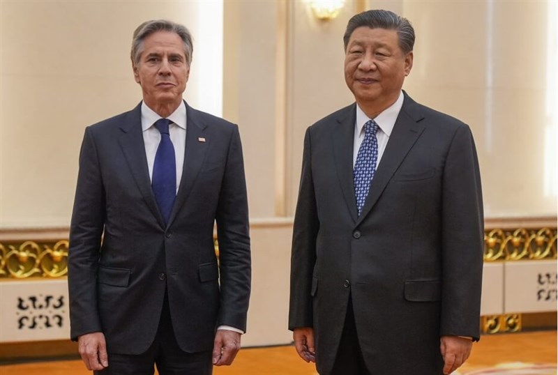 U.S. Secretary of State Antony Blinken (left) meets with Chinese President Xi Jinping in Beijing on Friday. Photo: Reuters