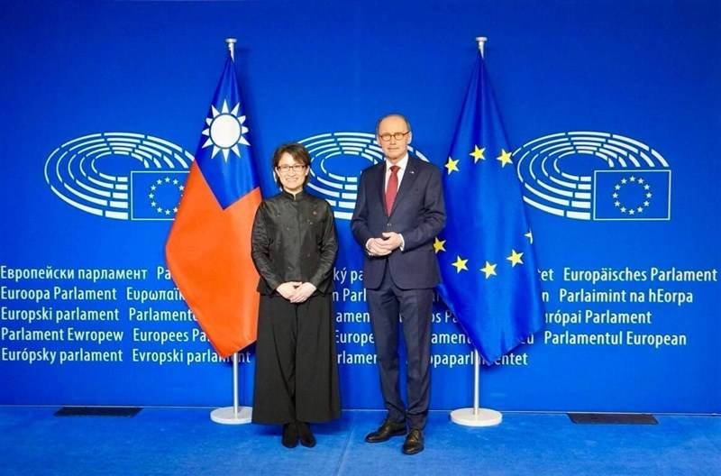 Vice President-elect Hsiao Bi-khim (left) and First Vice-President of the European Parliament Othmar Karas pose for a photo during her visit to Europe in March, 2024. Photo courtesy of Ministry of Foreign Affairs