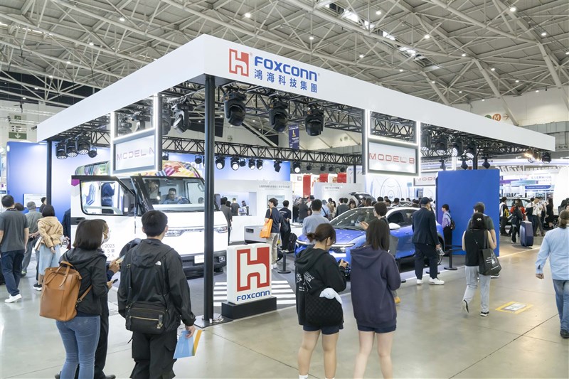 Hon Hai's exhibition of its EV models at a trade show in Taipei in April 2024. File photo courtesy of Hon Hai