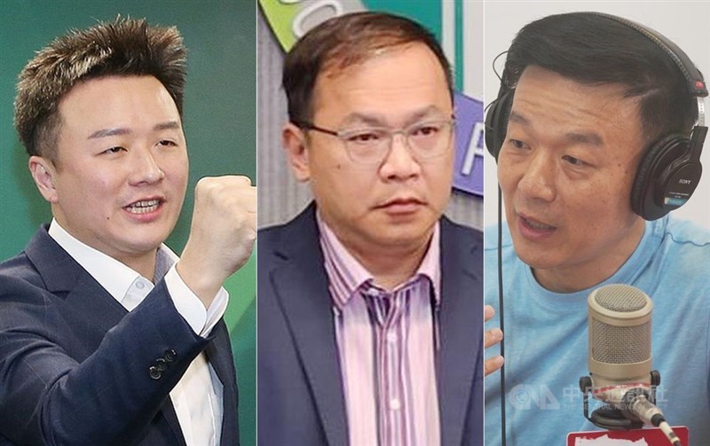 Political commentators Lee Zheng-hao (left), Wang I-chuan (center), and Yu Pei-chen. CNA file photo