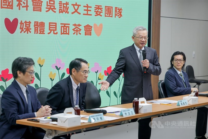 National Science and Technology Council chief Wu Cheng-wen (second right) introduces his deputies during a press conference in Taipei on Wednesday. CNA photo May 22, 2024