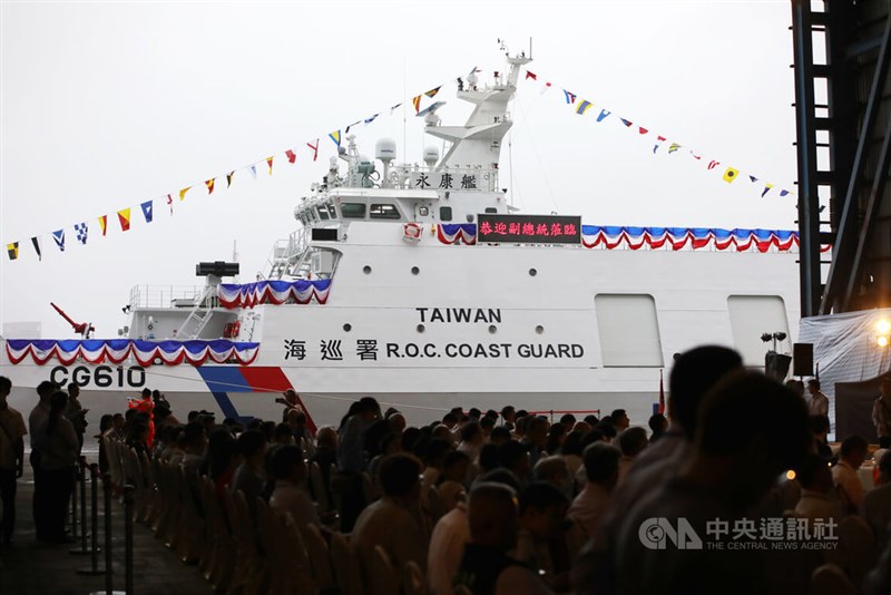 The Coast Guard Administration's newly launched Anping-class missile corvette, Yong Kang, is pictured in Kaohsiung Sunday. CNA photo June 2, 2024