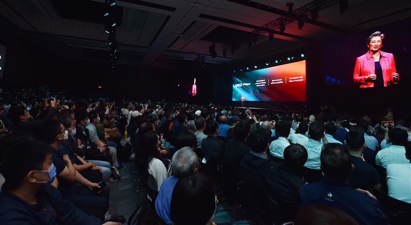 AMD Chairwoman and CEO Lisa Su delivers her Computex keynote speech to a packed audience in Taipei on Monday. Photo courtesy of Taiwan External Trade Development Council June 3, 2024