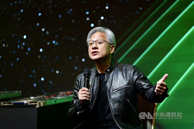 Nvidia CEO Jensen Huang speaks at a global press conference Tuesday. CNA photo June 4, 2024