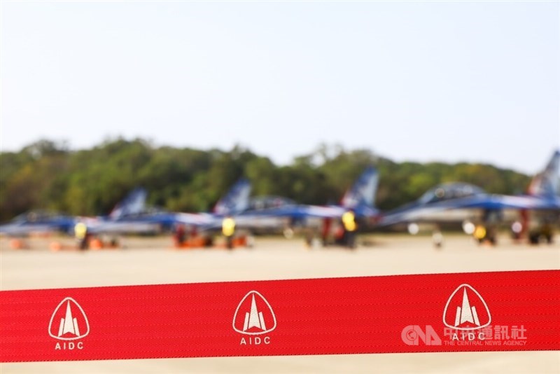 Four Aerospace Industrial Development Corp.-built trainer jets are pictured at the company's Taichung site on Dec. 12, 2023. CNA file photo