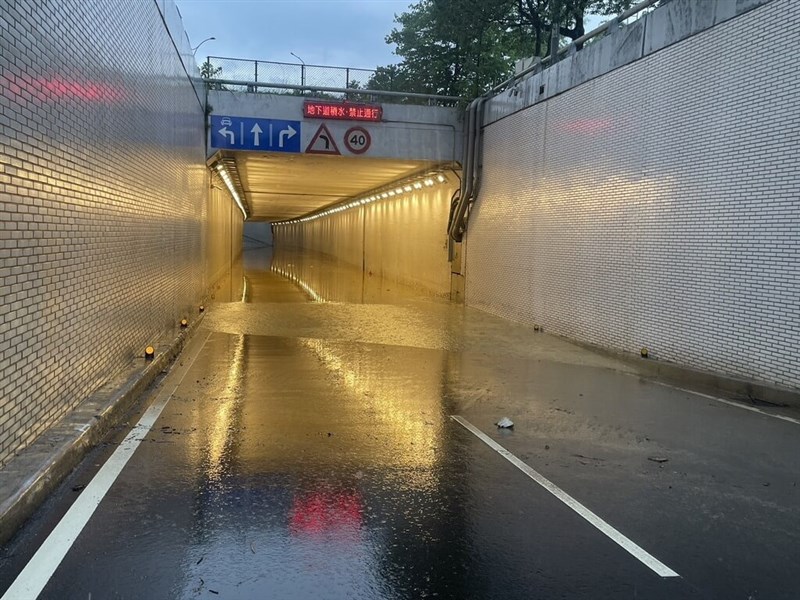 An underpass of Xinyi Road in Taipei is flooded Wednesday afternoon. Photo courtesy of Taipei City government July 10, 2024