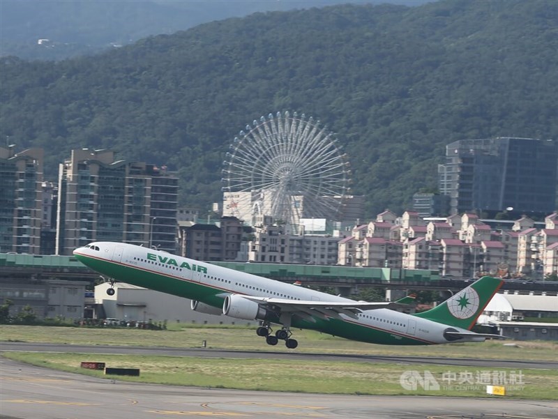 An EVA Air plane departs from Taipei Songshan Airport in this undated photo. CNA file photo