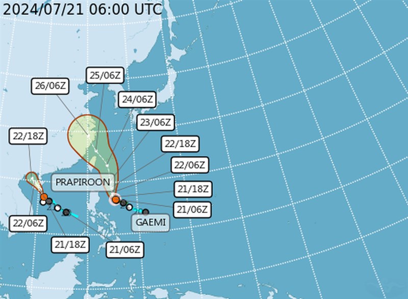 Graphic: Central Weather Administration (UTC, or Zulu time, is eight hours behind Taipei)