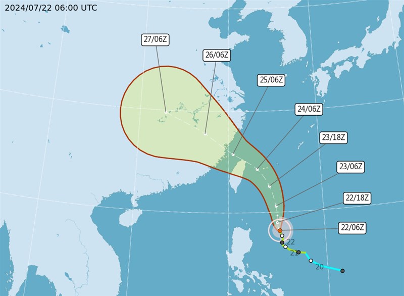 Graphic: Central Weather Administration (UTC, or Zulu time, is eight hours behind Taipei)