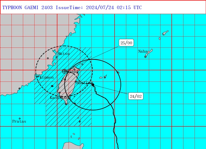 Graphic: CWA (UTC is 8 hours behind Taipei Time)