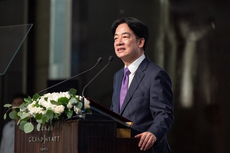 President Lai Ching-te delivers a speech to welcome the Inter-Parliamentary Alliance on China members at the Presidential Office in Taipei Tuesday. Photo: Presidential Office July 30, 2024