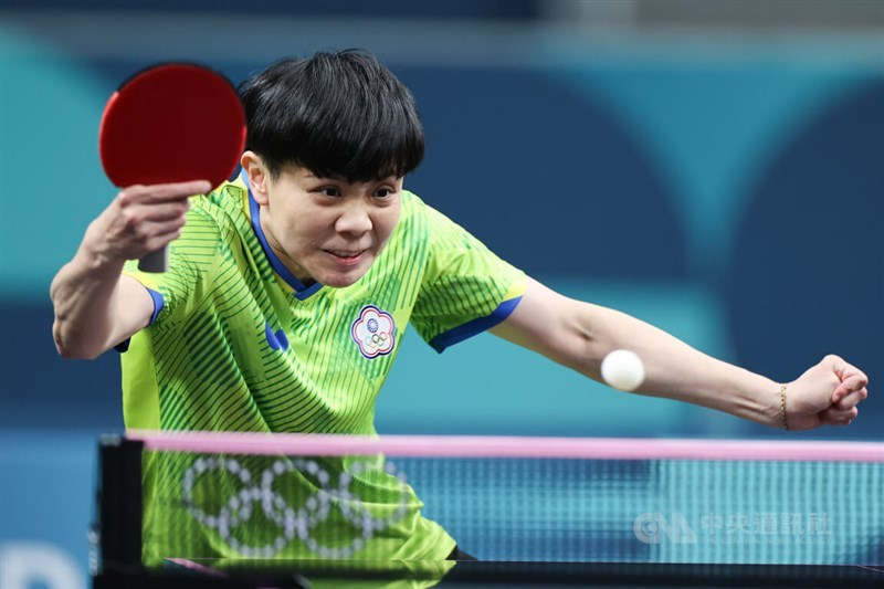 Taiwanese table tennis player Cheng I-ching plays a women's singles match at the Paris Games on Monday. CNA photo July 30, 2024