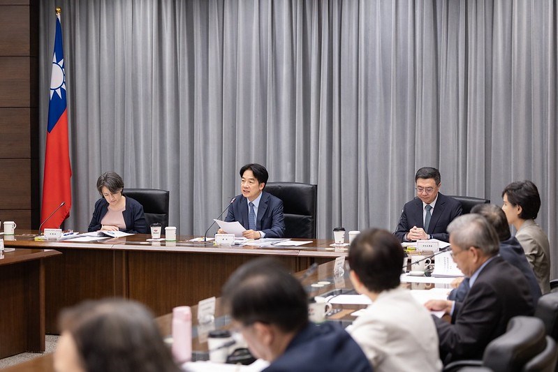 President Lai Ching-te (back center) speaks at a briefing of the Cabinet's general budget plan for fiscal year 2025 on Tuesday. Photo courtesy of the Presidential Office Aug. 6, 2024