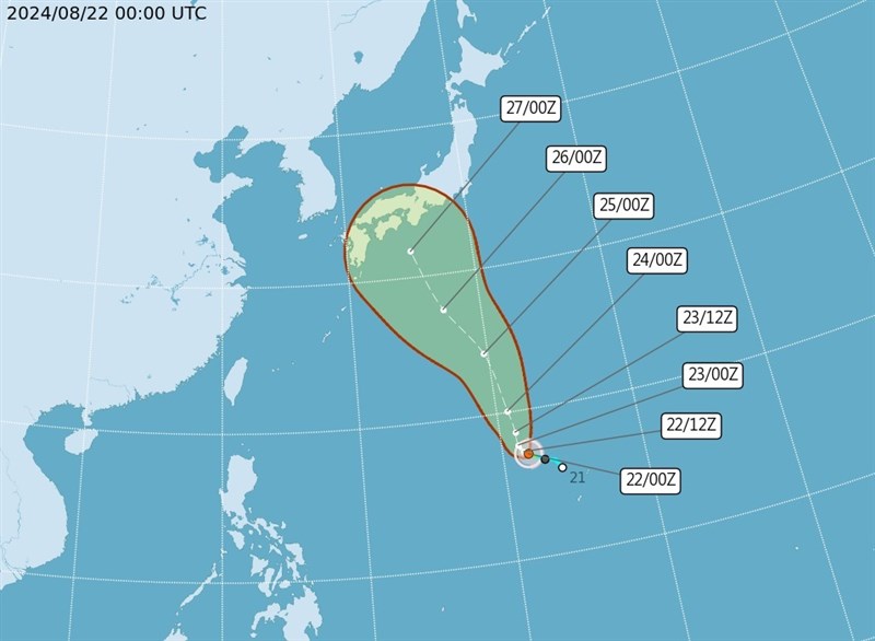 Tropical Storm Shanshan is unlikely to impact Taiwan as it heads toward Japan. CWA graphic