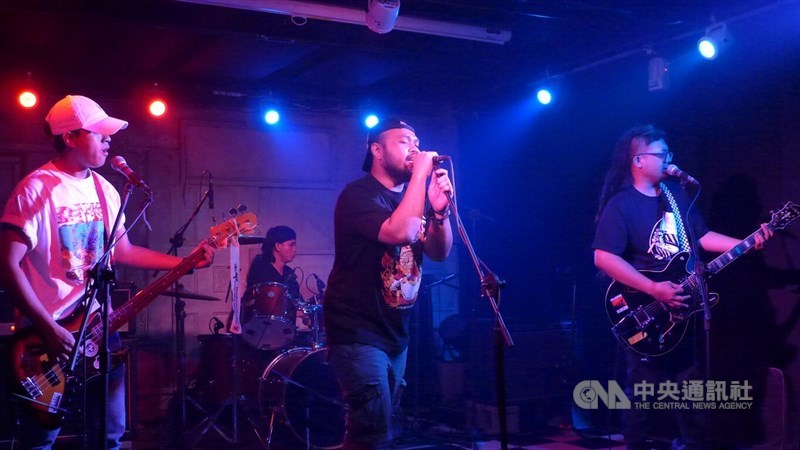 Indonesian rock band Southern Riot performs in a Kaohsiung bar on a Sunday night in July. CNA photo Aug. 24, 2024