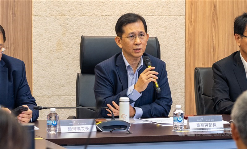 Digital Minister Yennun Huang briefs the press at the Ministry of Digital Affairs in Taipei on Tuesday. Photo courtesy of Ministry of Digital Affairs Aug. 27, 2024.