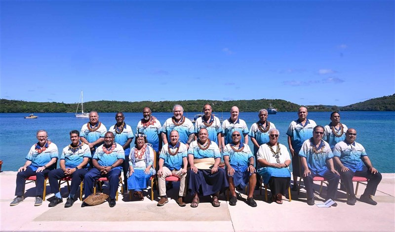 Representatives of each participating country at the Pacific Islands Leaders Forum. Photo taken from https://x.com/ForumSEC