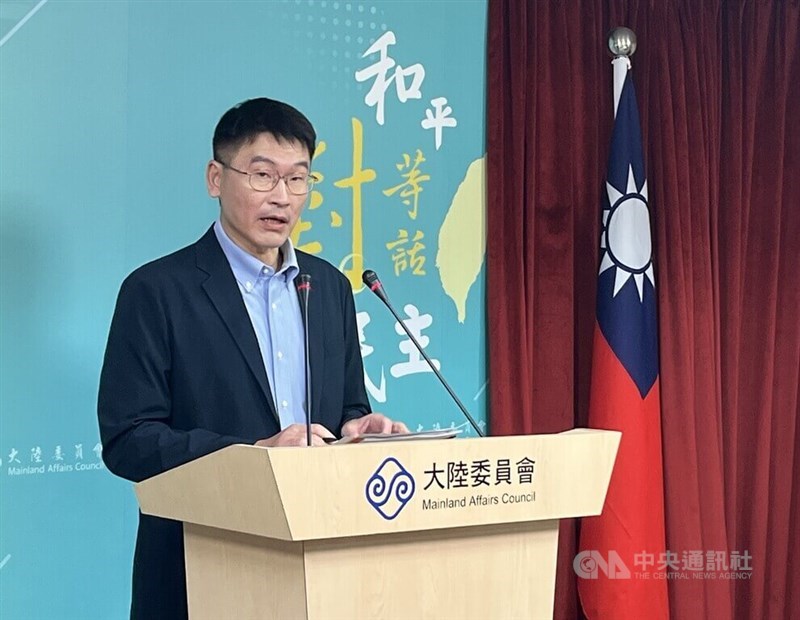 Mainland Affairs Council deputy head and spokesperson Liang Wen-chieh speaks at a weekly press briefing in Taipei Thursday. CNA photo Sept. 5, 2024