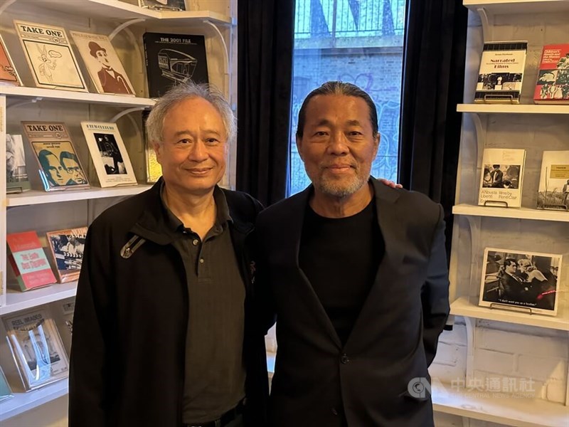 Taiwanese veteran cinematographer Mark Lee Ping-bing (right) is pictured with director Ang Lee in New York on Saturday. CNA photo Sept. 8, 2024