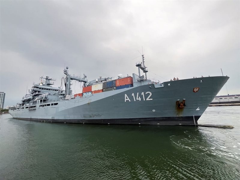 The German supply ship "Frankfurt am Main" that is scheduled to transit the Taiwan Strait on their way from South Korea to Jakarta, Indonesia, in mid-September. Photo: Reuters