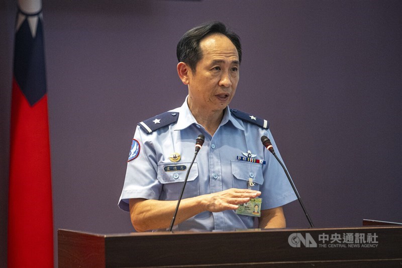 Air Force Chief Inspector Major General Yu Te-chung explains the Air Force's decision to change pilot suit colors on Wednesday. CNA photo Sept. 11, 2024