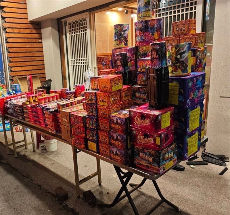 Fireworks confiscated from a residential building in Chiayi. Photo courtesy of Chiayi City Fire Bureau