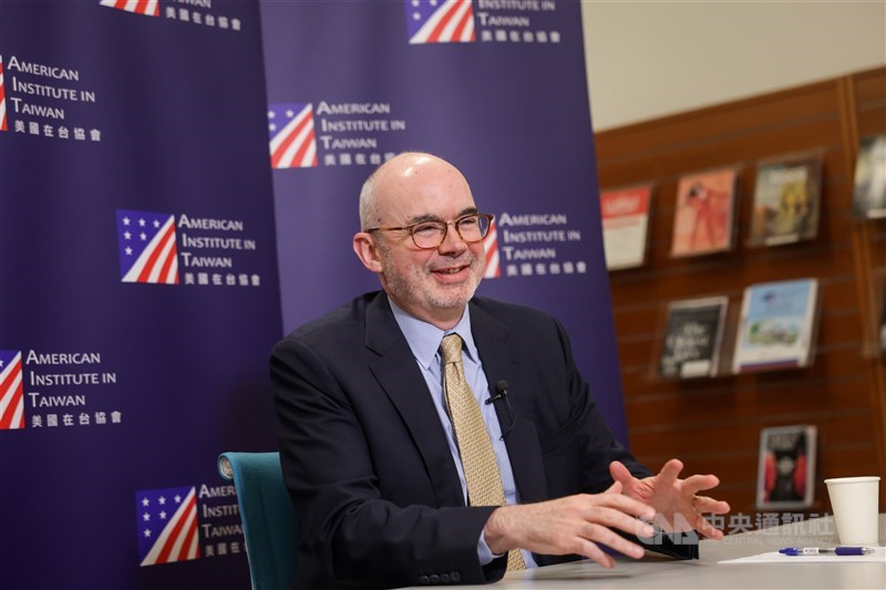 Director of the American Institute in Taiwan Raymond Greene at his exclusive interview with CNA on Thursday. CNA photo Sept. 26, 2024