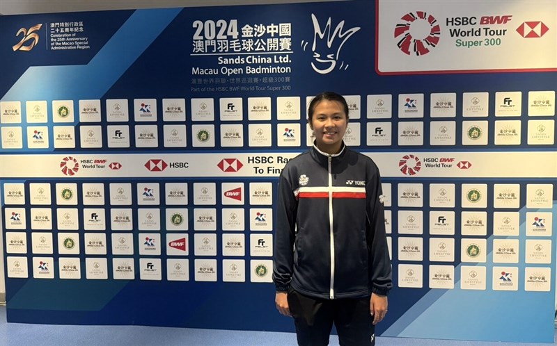 Taiwanese badminton player Chiu Pin-chian at the 2024 Macau Open on Thursday. Photo courtesy of Chiu Pin-chian