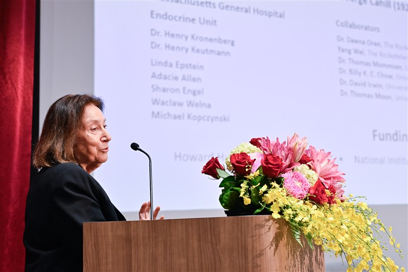 Svetlana Mojsov, the 2024 Tang Prize laureate in Biopharmaceutical Science, at a forum in Taichung on Tuesday. Photo courtesy of Tang Prize Foundation Oct. 1, 2024