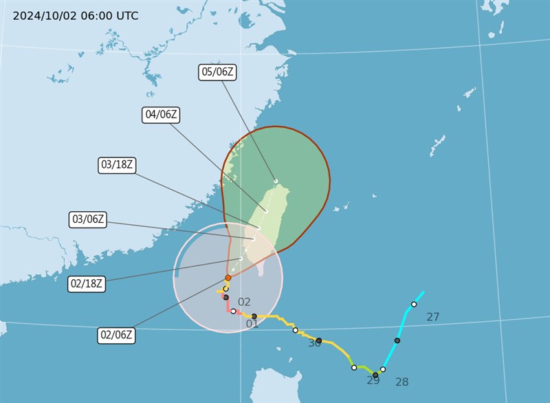 Graphic: Central Weather Administration (UTC, or Zulu time, is eight hours behind Taipei)