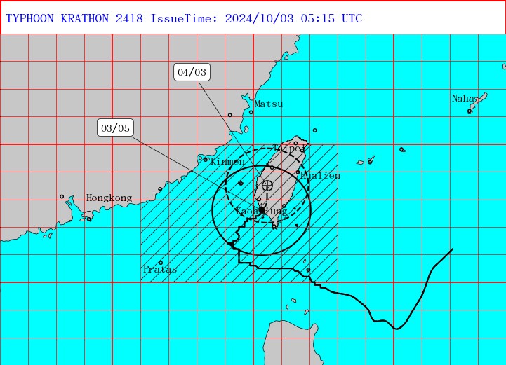 Graphic: Central Weather Administration (UTC, or Zulu time, is eight hours behind Taipei)