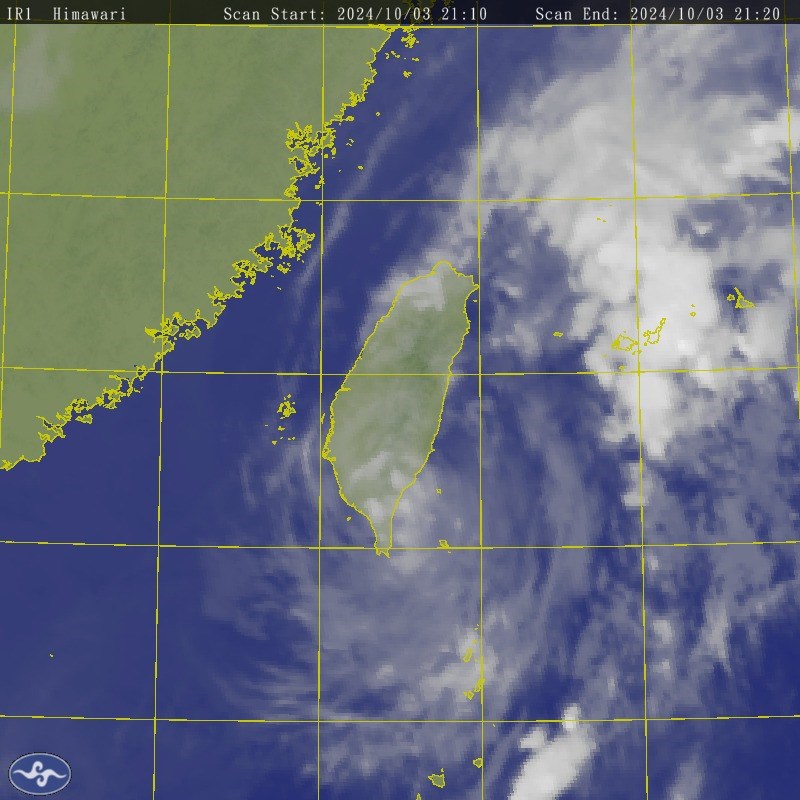 Satellite image taken from the Central Weather Administration's website Oct. 3, 2024