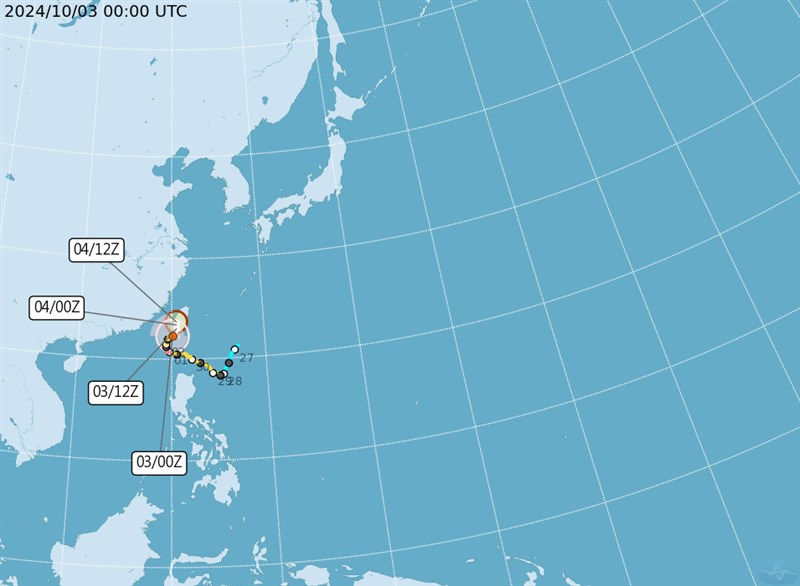 Graphic: Central Weather Administration (UTC, or Zulu time, is eight hours behind Taipei)