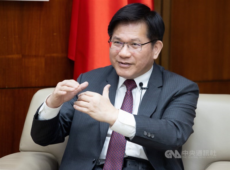 Foreign Minister Lin Chia-lung takes an interview with CNA in Taipei on Friday. CNA photo Oct. 11, 2024